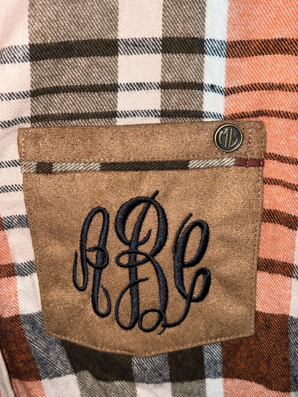 Marleylilly Plaid Button Front Flannel Shirt Jacket NWT Monogrammed Large - Picture 6 of 8